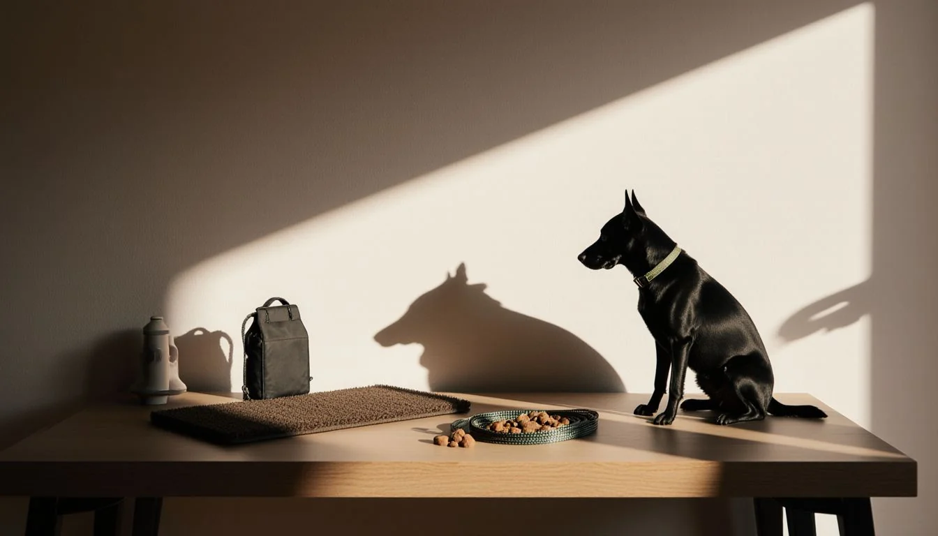 Everyday dog care supplies and lifestyle scene