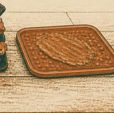 Illustration of a shallow ridged silicone mat with soft paste spread across its surface