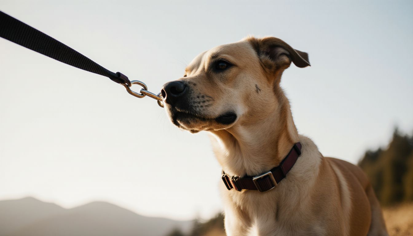 Dog on a quiet trail with slack leash and handler at a comfortable distance