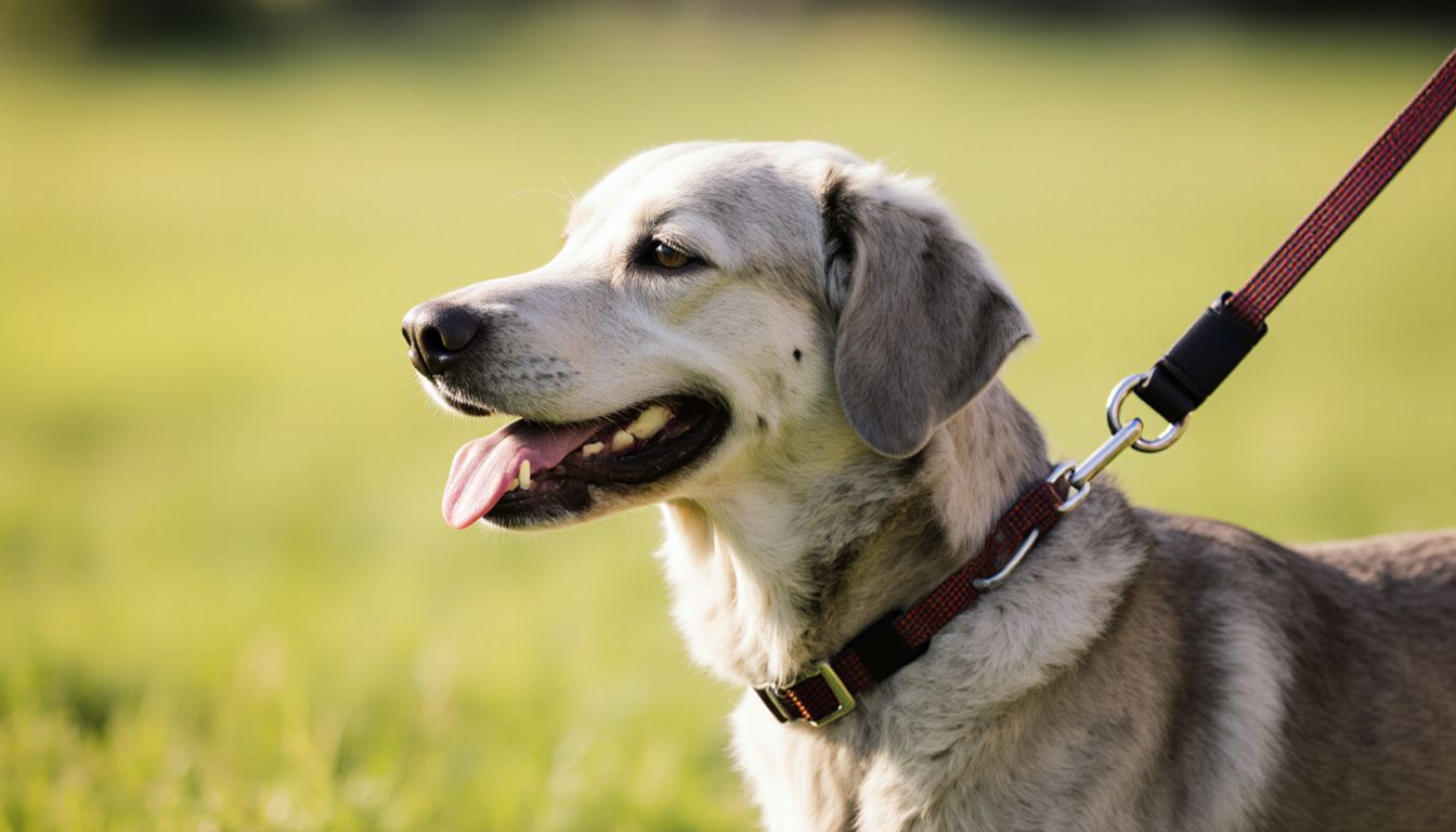 Long line on grass with handler hands visible at the edge of frame